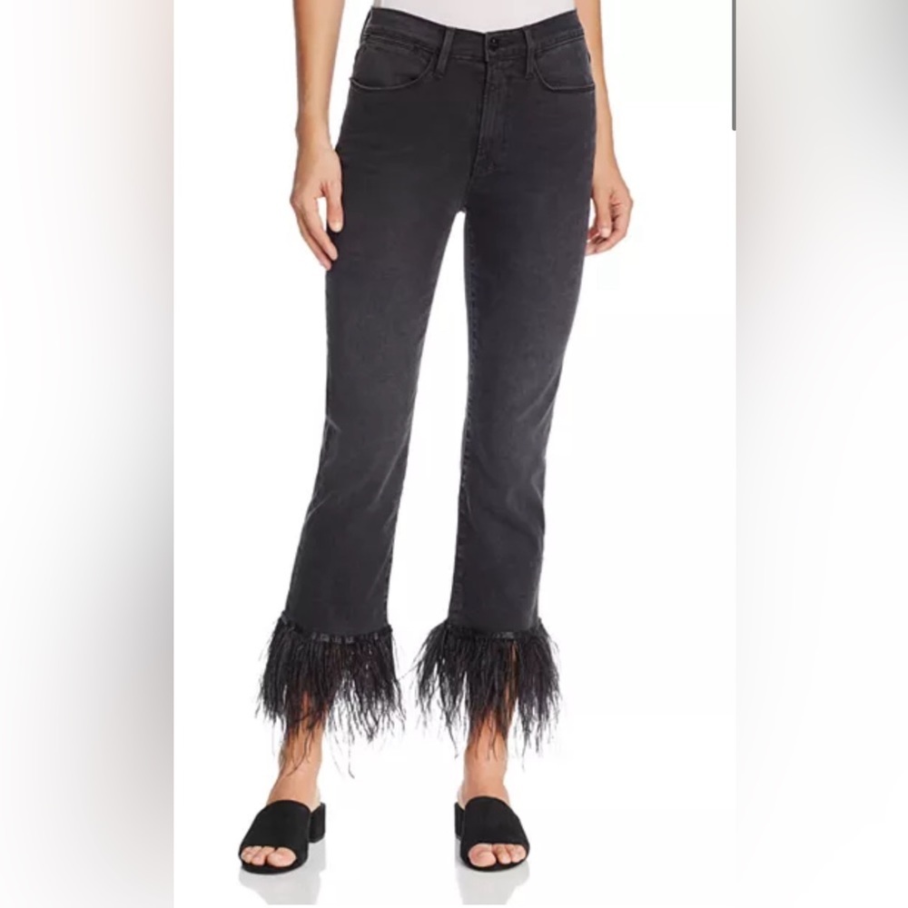 FRAME Le High Straight Feather-Cuff Jeans in Ludlow